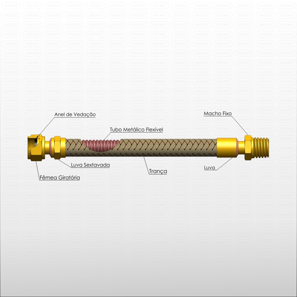 Tubo de metal flexible 1/2 "hembra giratorio / macho fijo