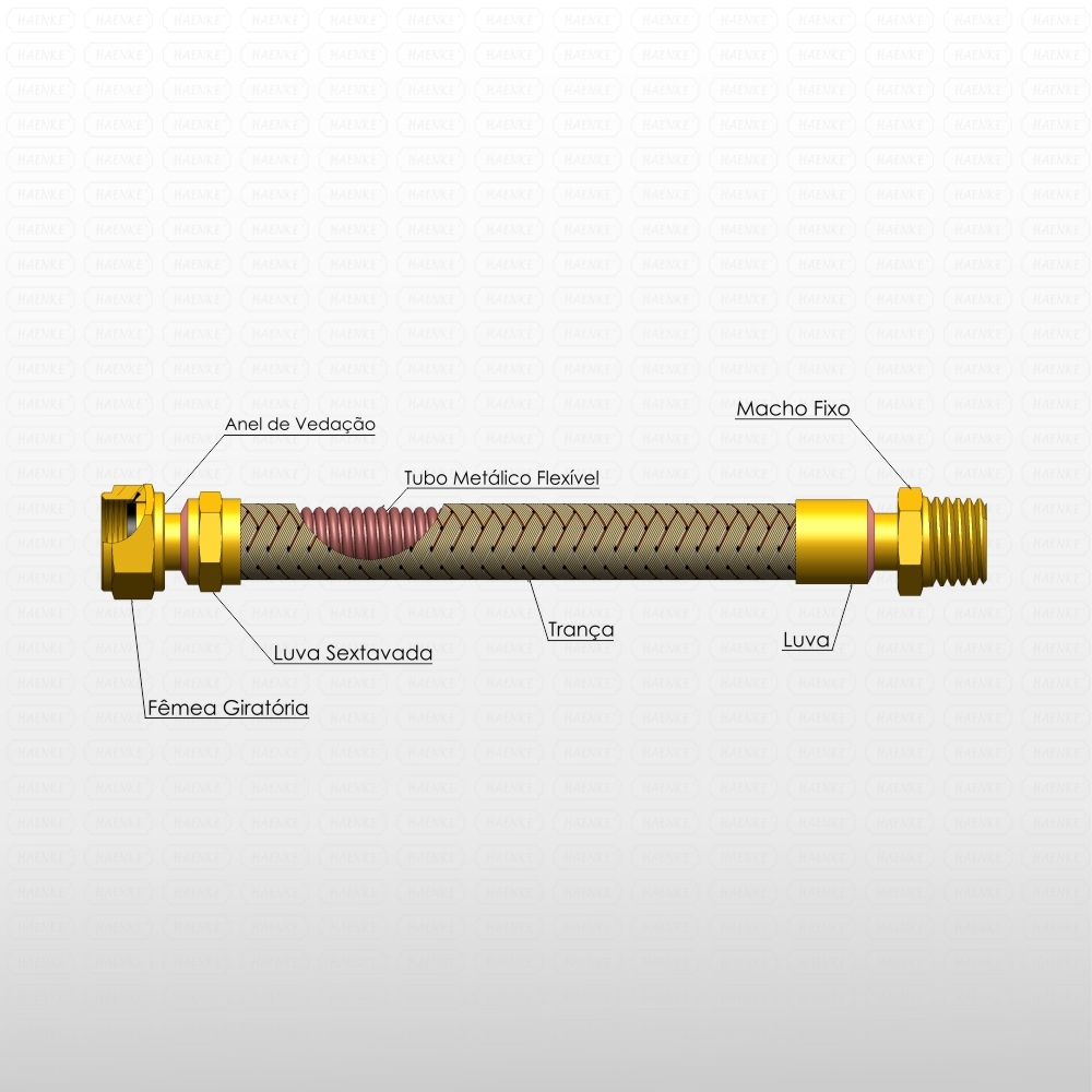 Tubo de metal flexible 3/4 "hembra giratorio / macho fijo