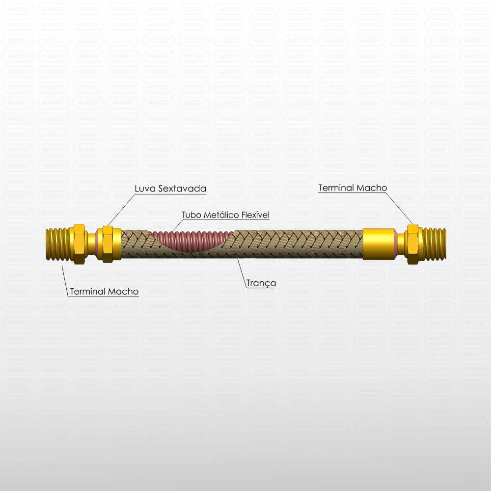 Tubo de metal flexible 1/2 "macho fijo / macho fijo