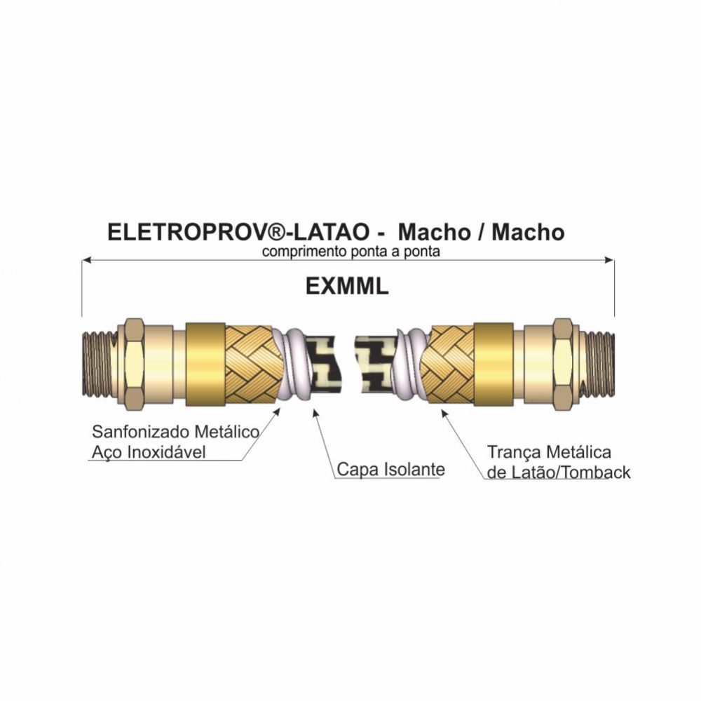 Eletroprov - Latón - Macho / Macho - EXMML