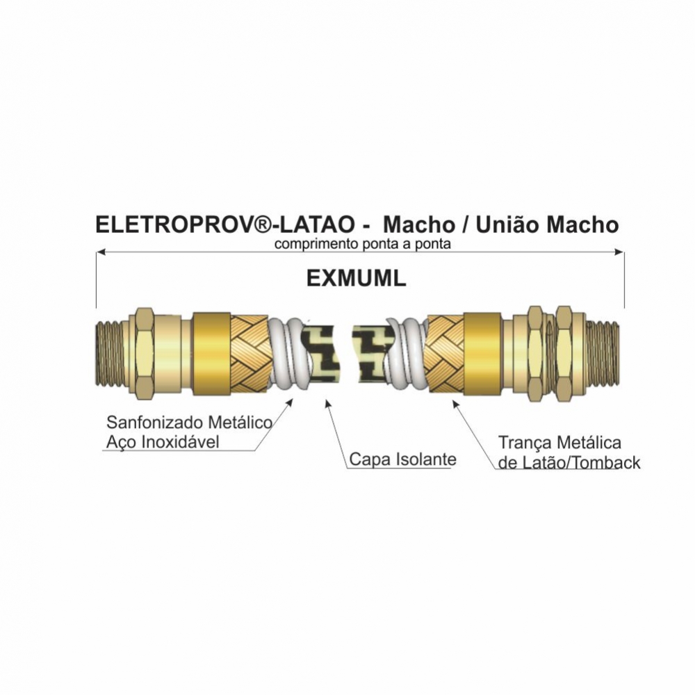 Eletroprov - Latón - Macho / Unión Macho - EXMUML